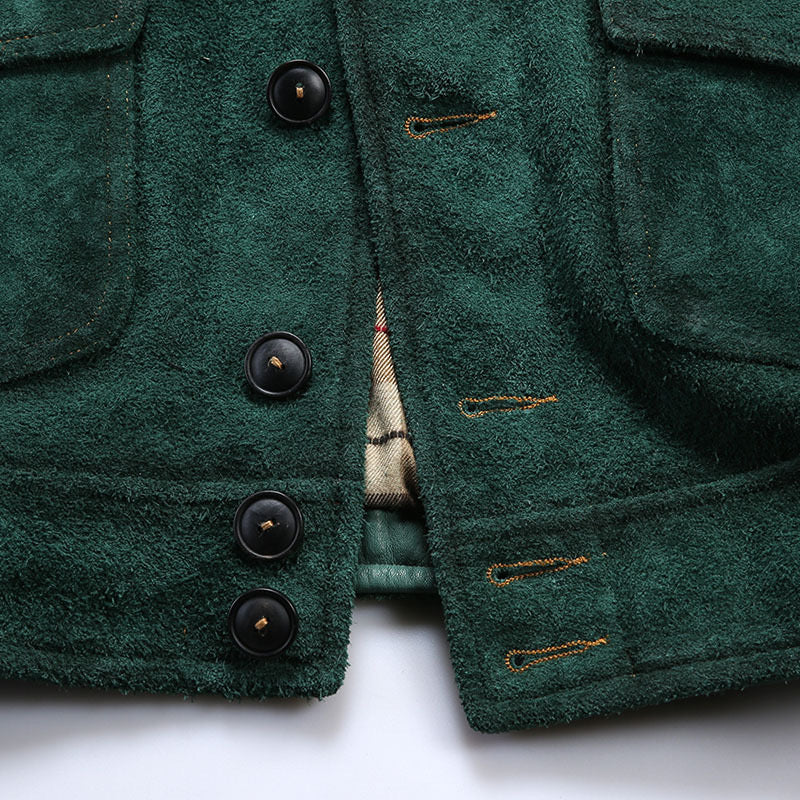 Shalapi Jackets for men in suede Green