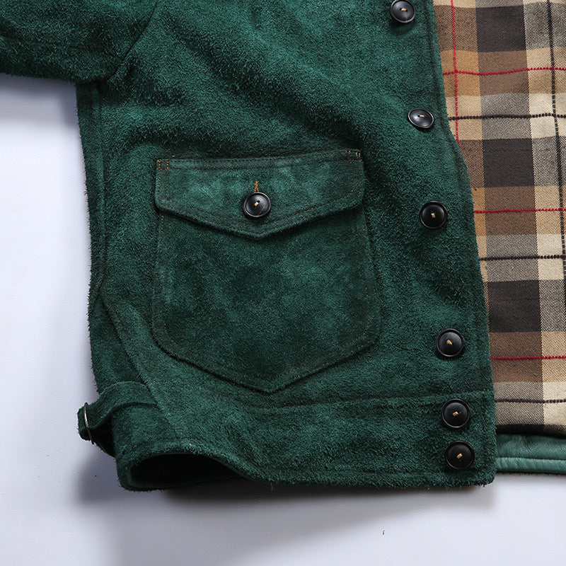 Shalapi Jackets for men in suede Green