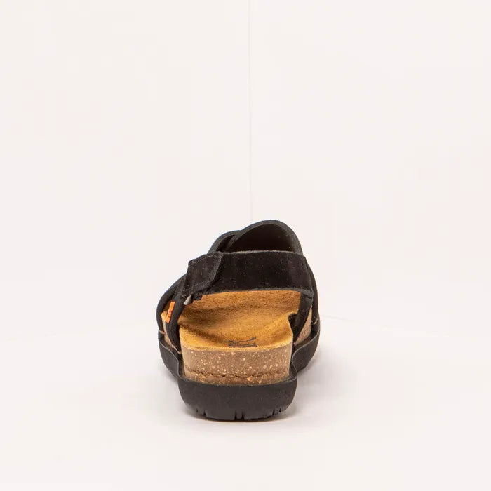 Art Spanish Strap Sandal for Women in Silk Black.