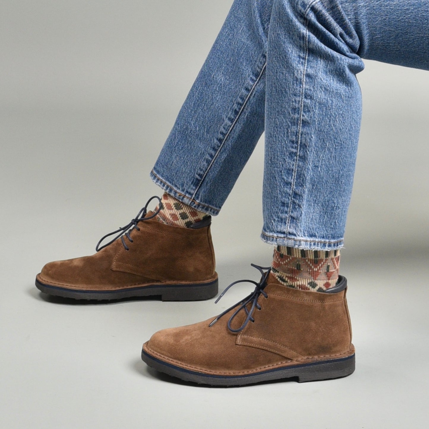 Kebo genuine leather Boots for men in suede Camel
