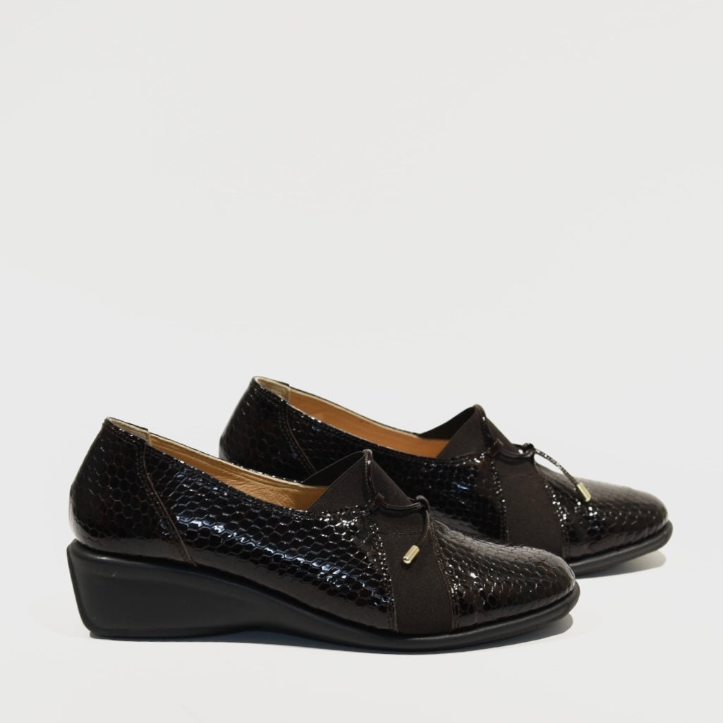 DFC 100% Genuine Leather Greek Classic Shoes in Shiny Brown for woman