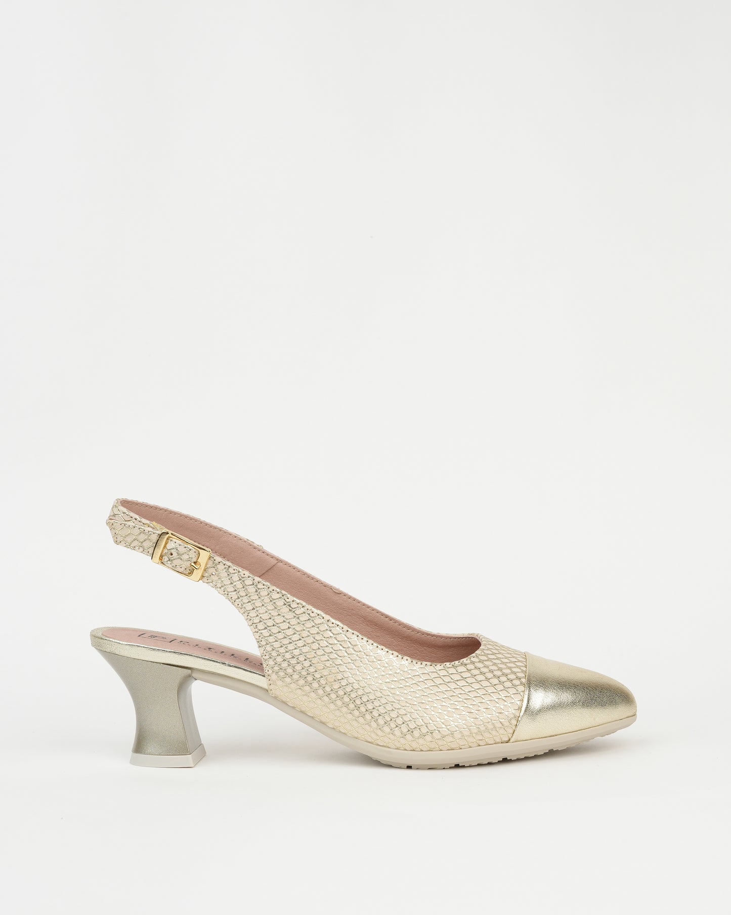 Pitillos spanish mid heel sandals for women in gold