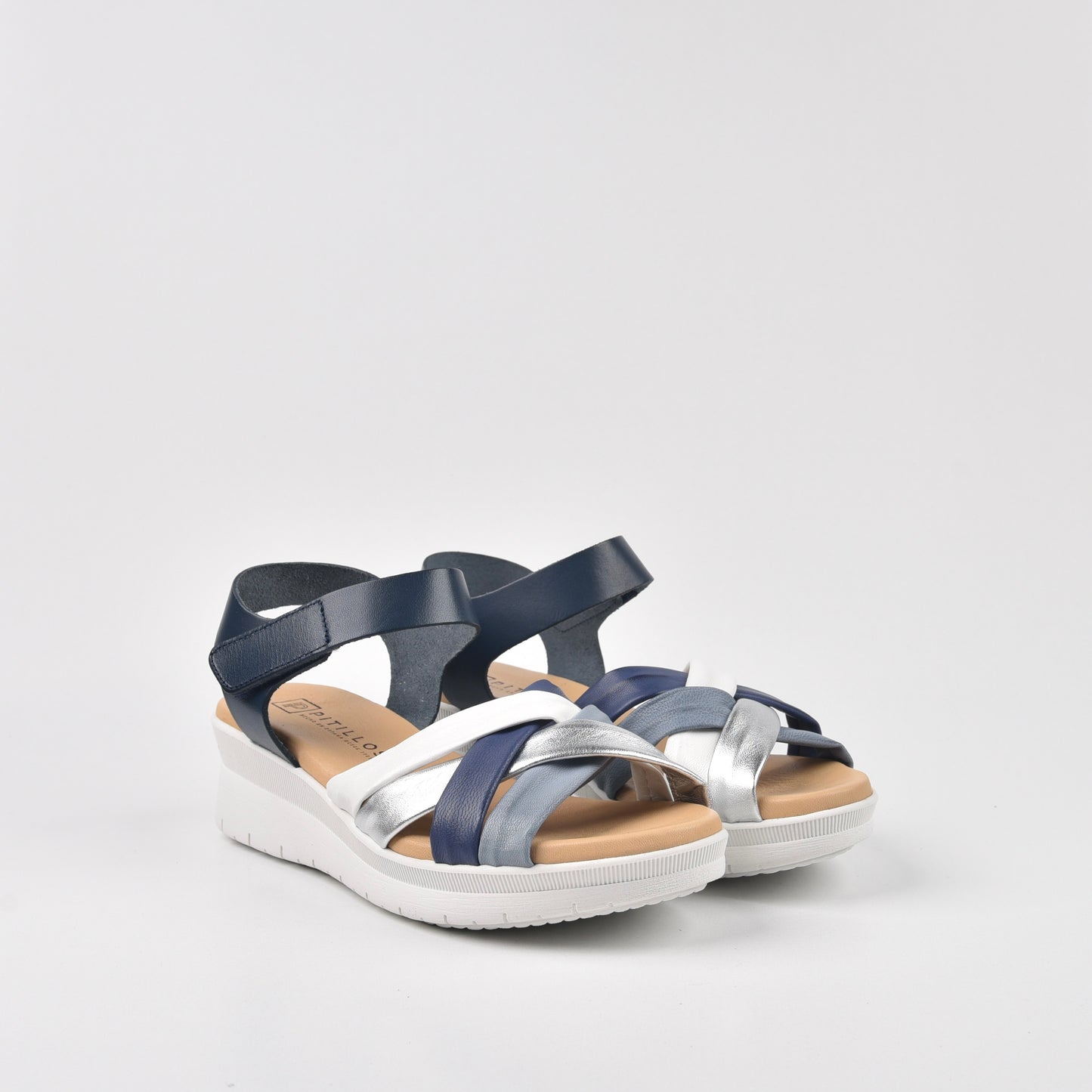 Pitillos Spanish Classic Sandals for Women in White Blue.