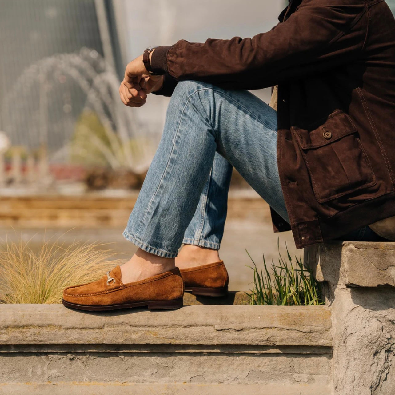 Shalapi Italian loafers for Men in suede Camel