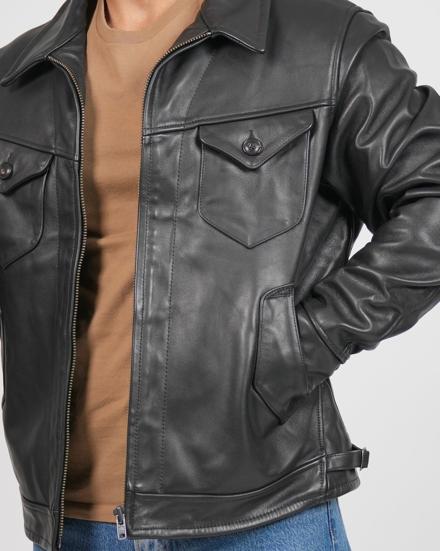 Shalapi Black Leather Jacket for men