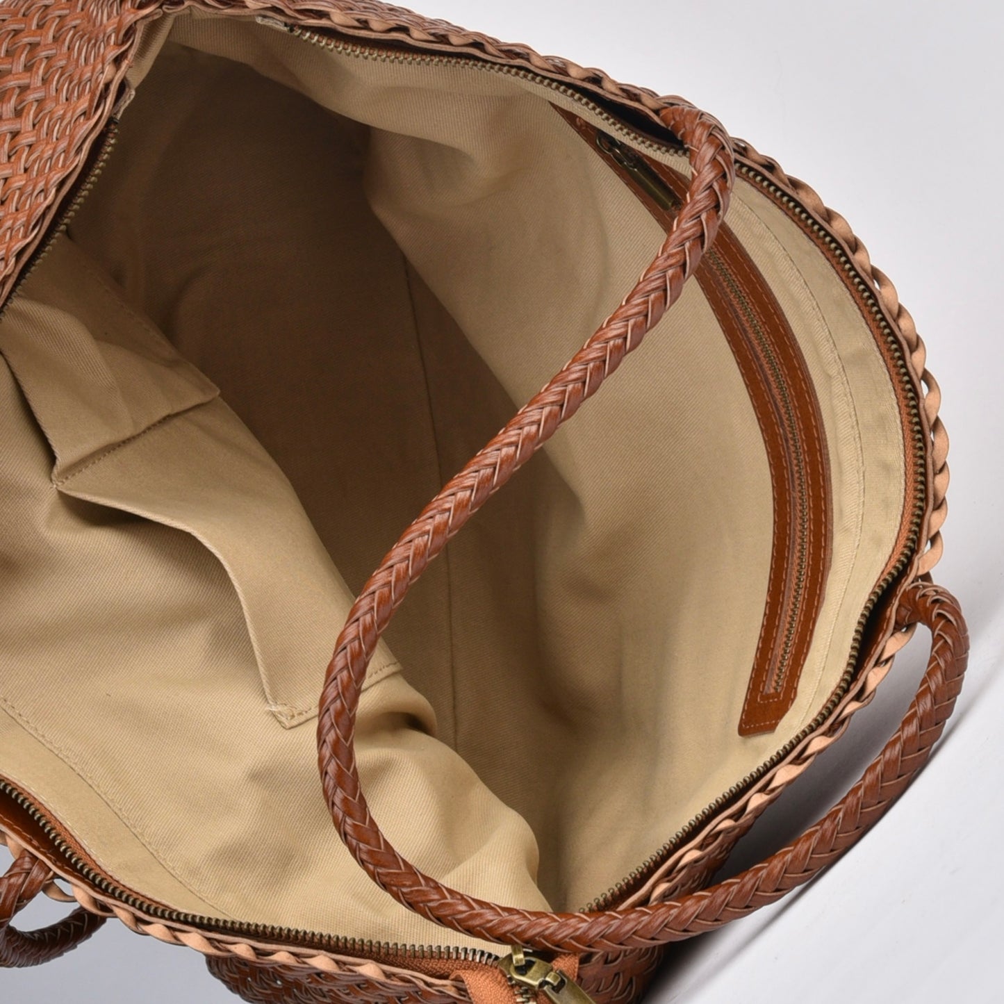 Genuine leather handbags for women in camel