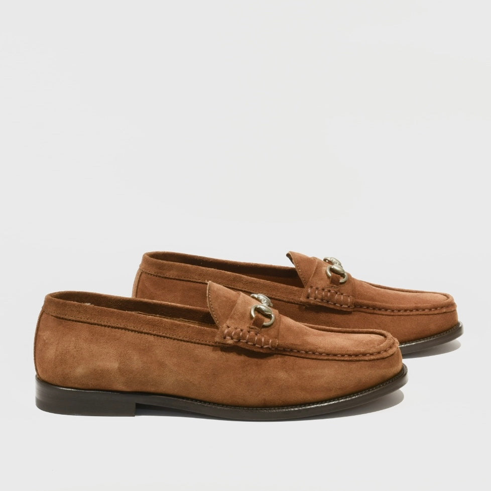 Shalapi Italian loafers for Men in suede Camel