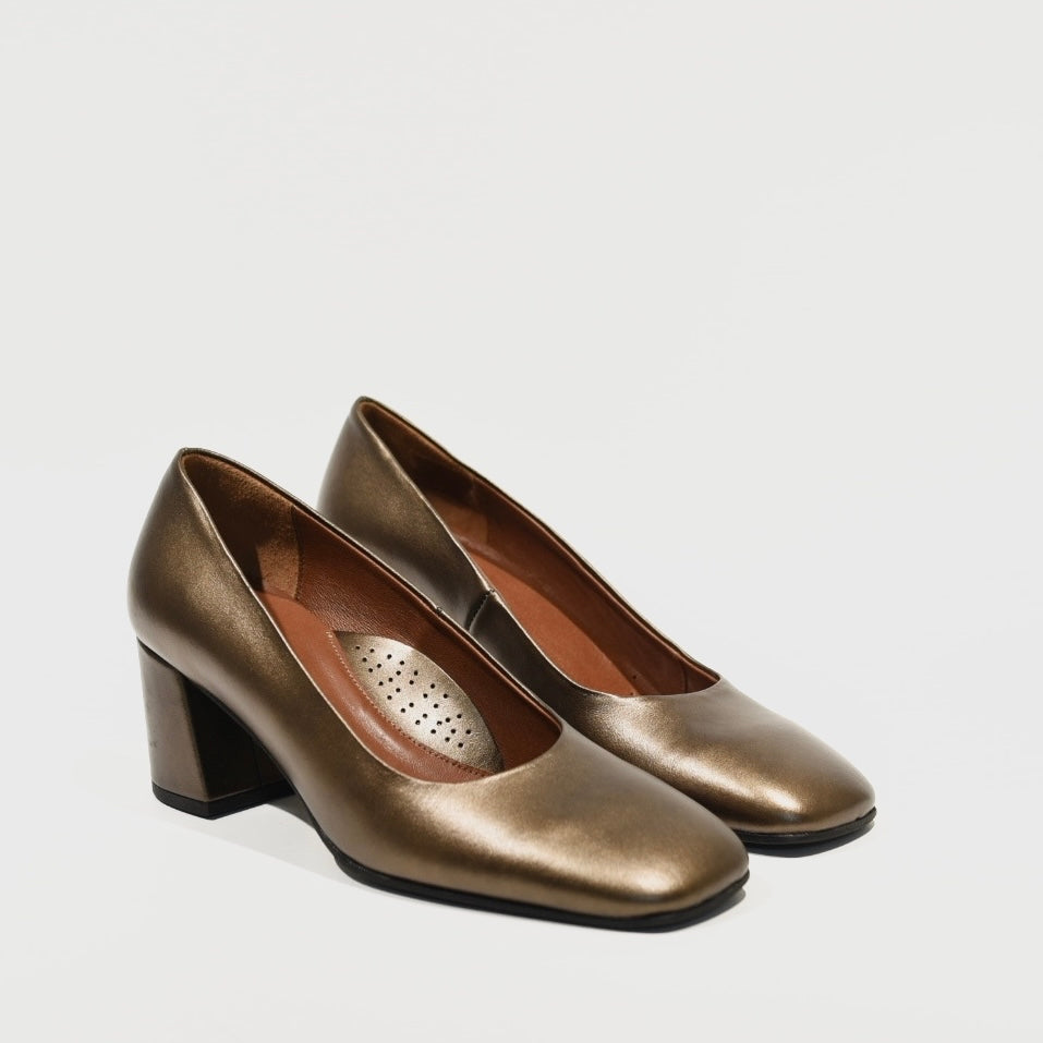 DFC Relax 100% Genuine Leather Greek Classic HighHeel Shoes in Bronze