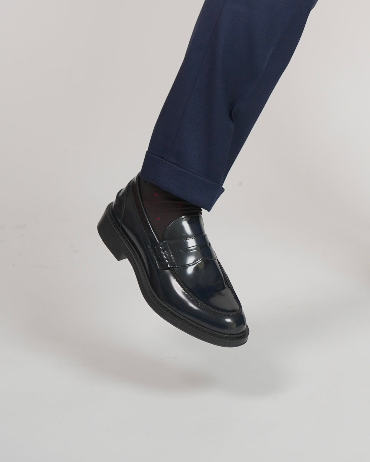 SHALAPI Napoli penny loafers for men in shiny blue