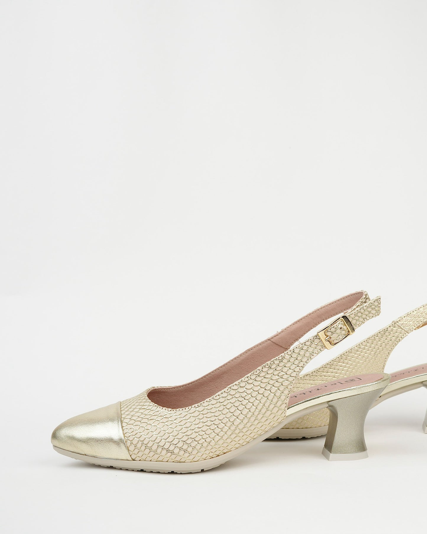 Pitillos spanish mid heel sandals for women in gold