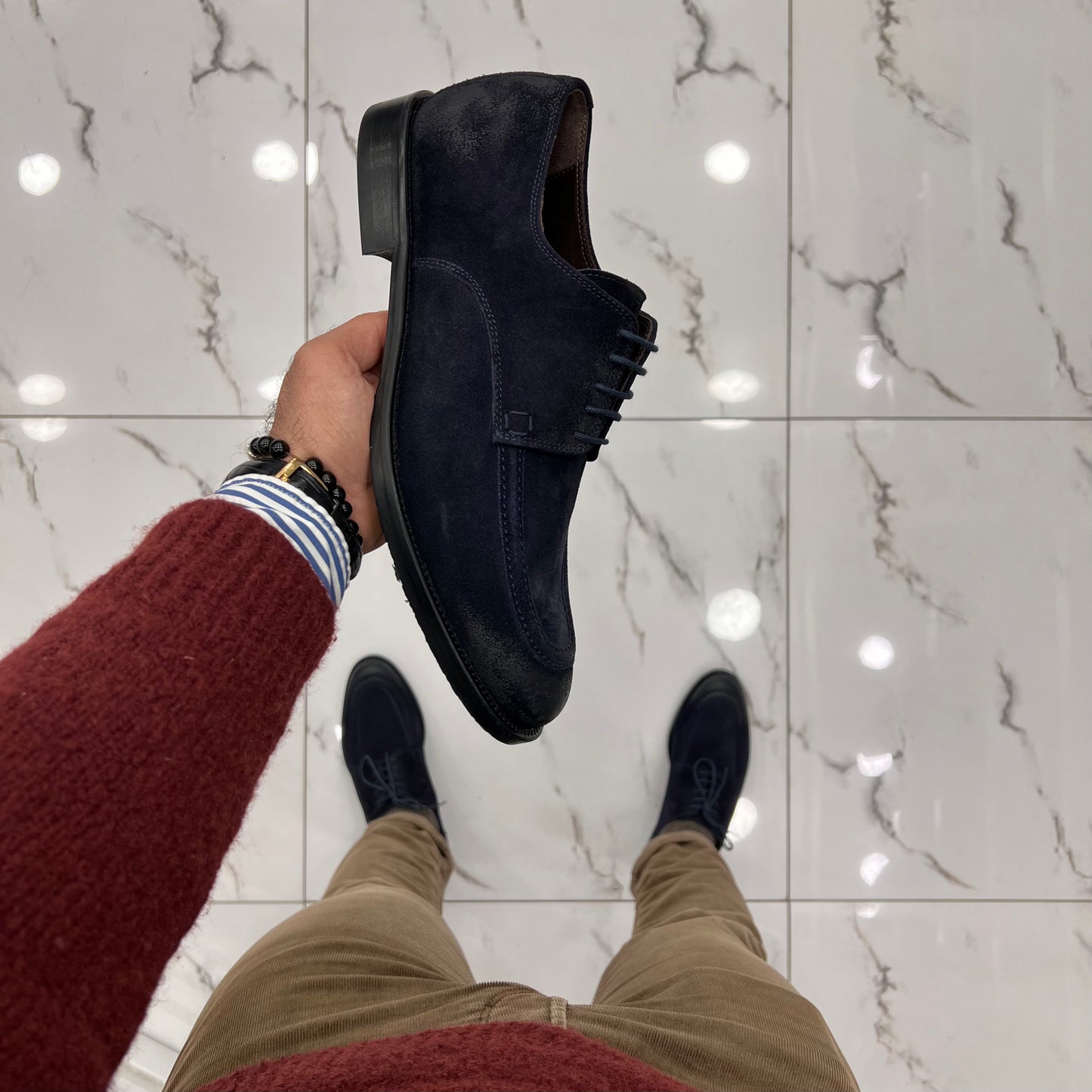 Shalapi Italian Lace up for men in suede blue