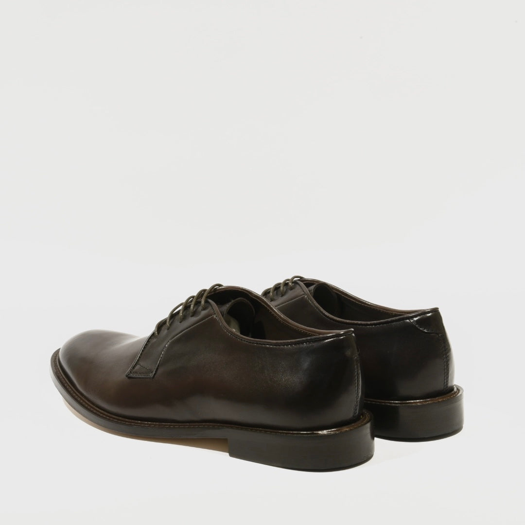 Shalapi Italian Leather Dress Shoes for Men in Dark Brwon