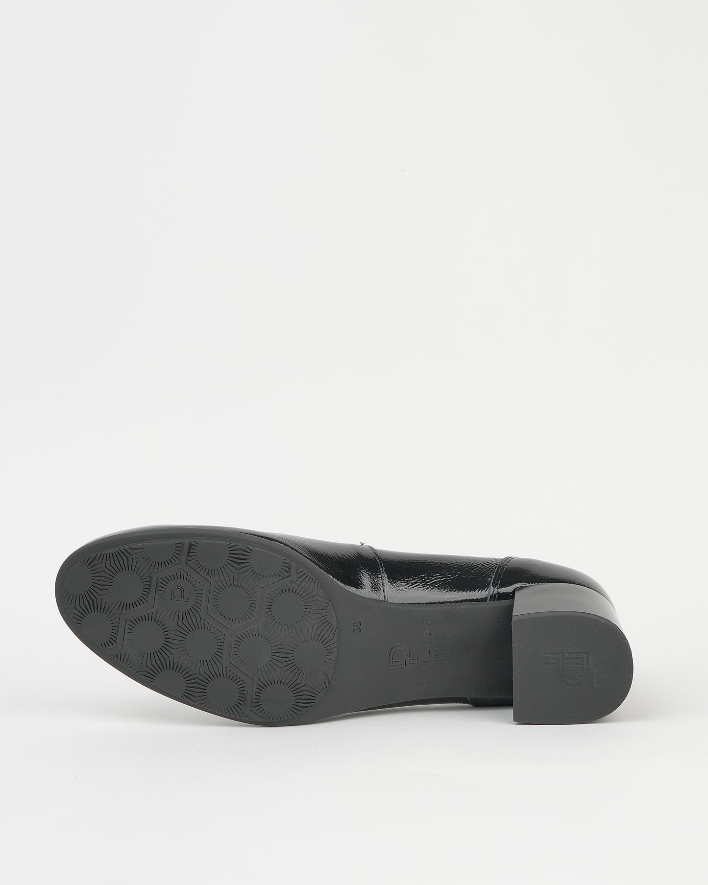 Pitillos spanish mid heel shoes for women in shiny black