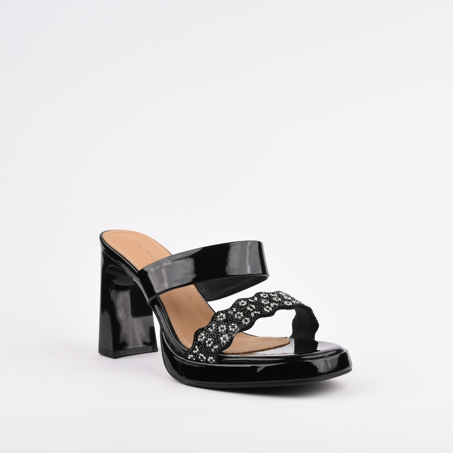 Shalapi Genuine Leather high Heel slippers for women in Black
