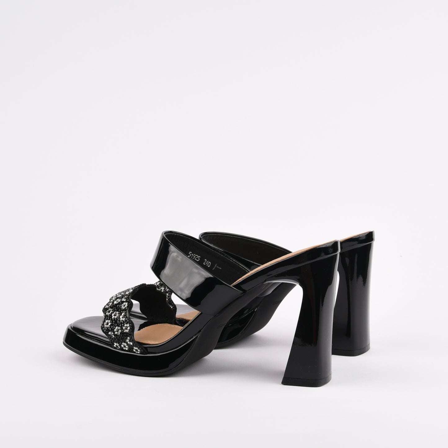 Shalapi Genuine Leather high Heel slippers for women in Black