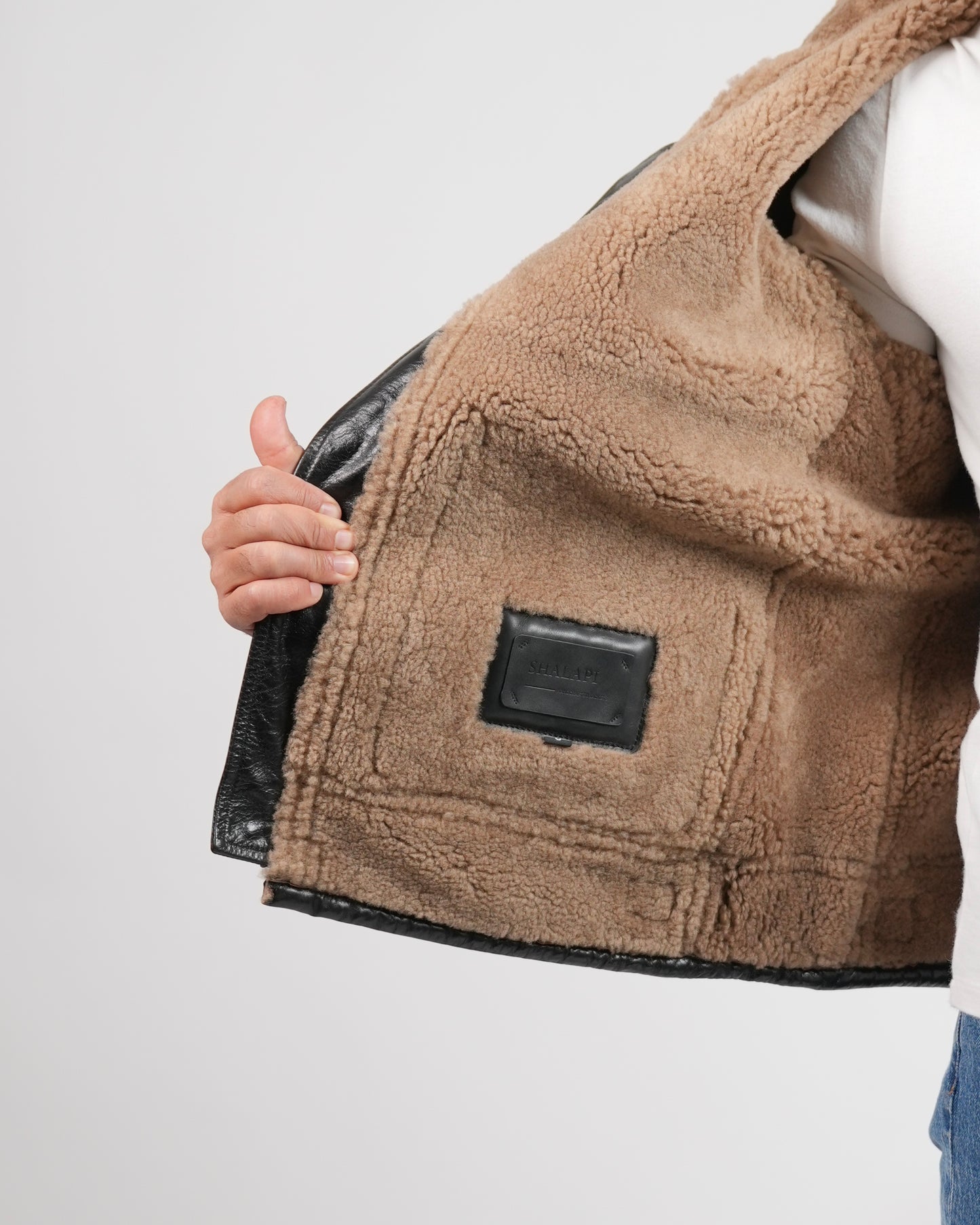 Shalapi Brown Genuine Horse & Sheep Leather Jacket with Natural Fur – for Men