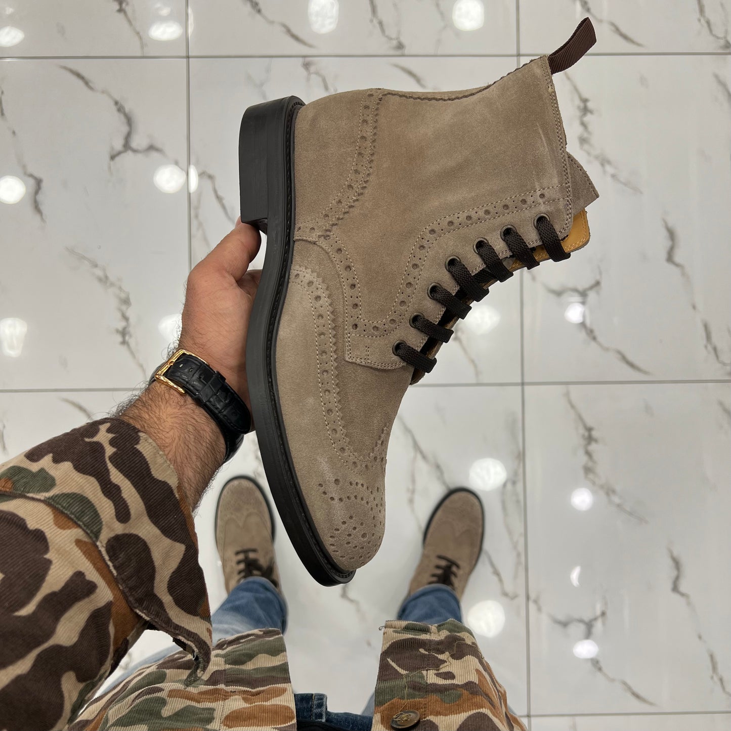 Shalapi Italian boots for men in suede’s beige