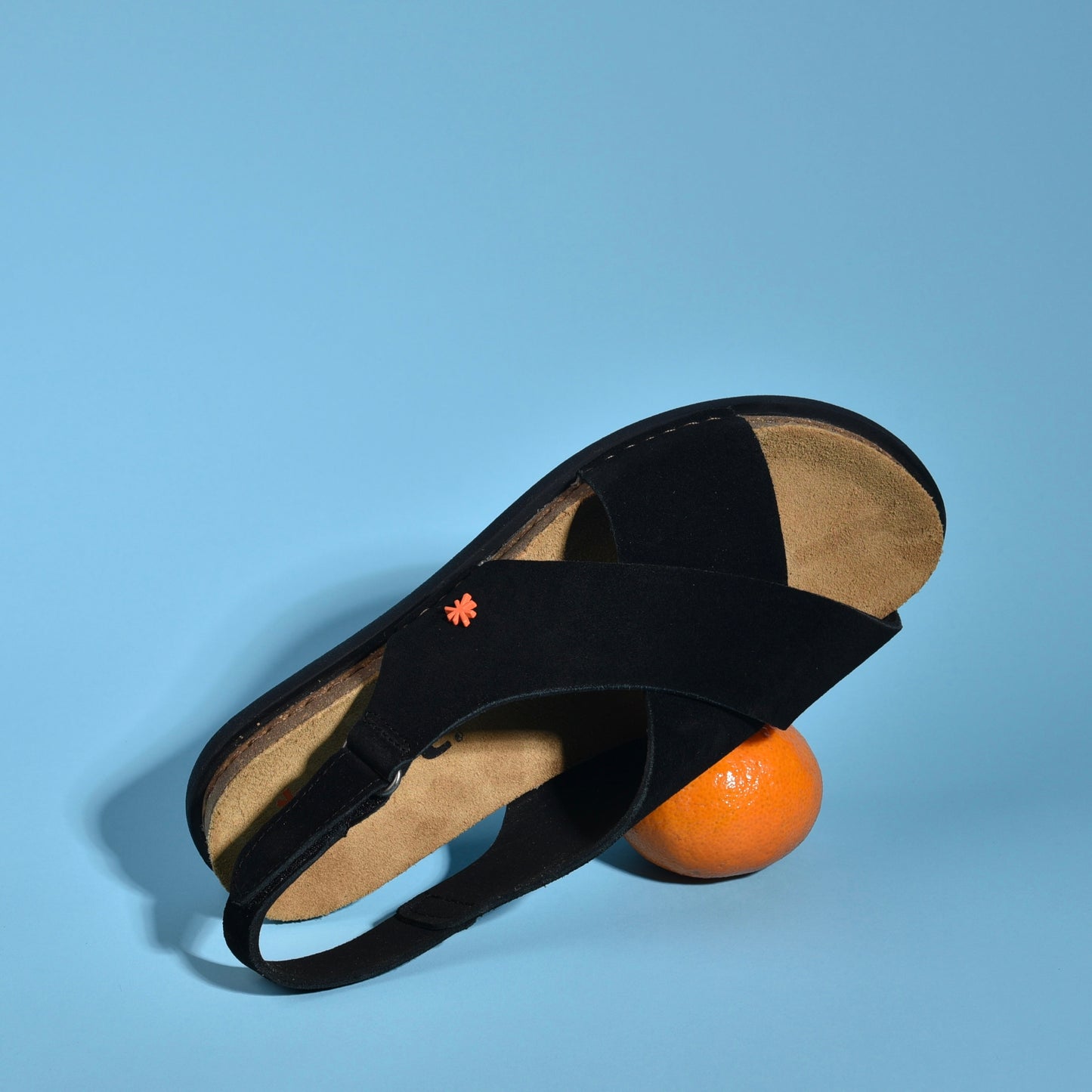 Art Spanish Strap Sandal for Women in Silk Black.
