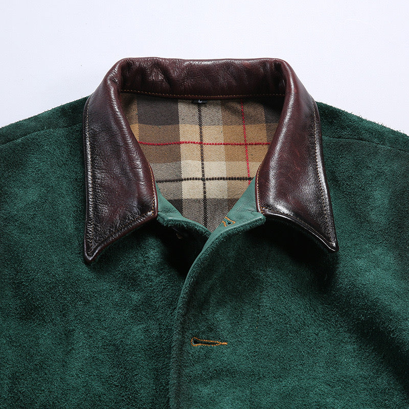 Shalapi Jackets for men in suede Green