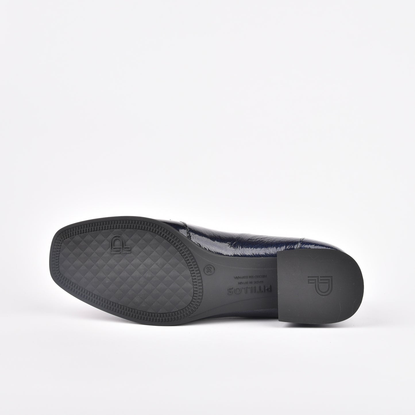 Pitillos 100% Genuine Leather Spanish Mid Heel Shoes for women in Navy Blue