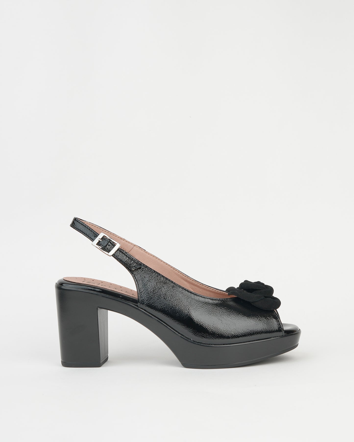 Pitillos spanish high heel sandals for women in shiny black