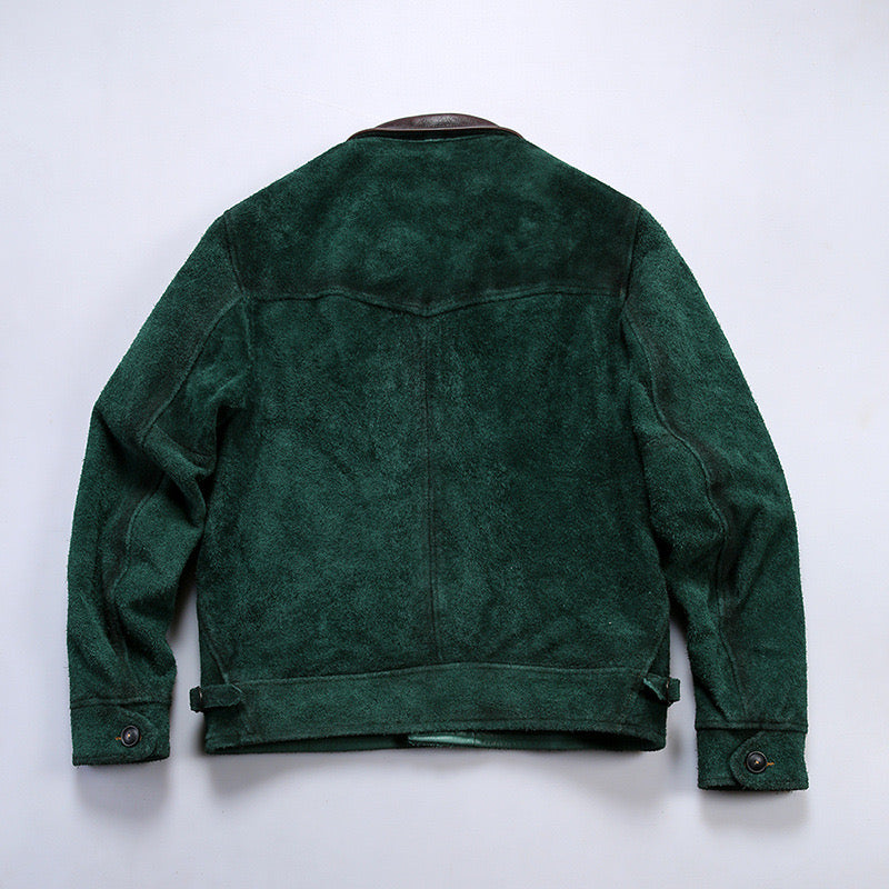 Shalapi Jackets for men in suede Green