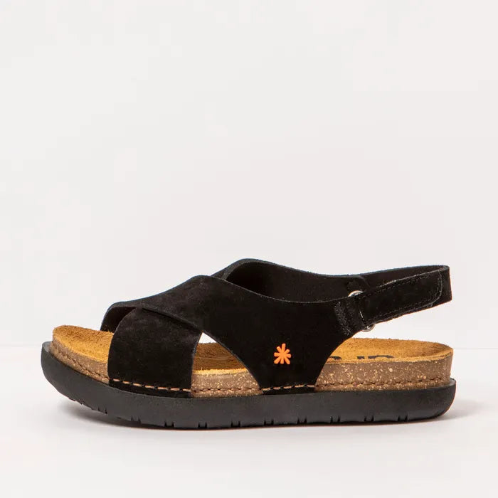 Art Spanish Strap Sandal for Women in Silk Black.
