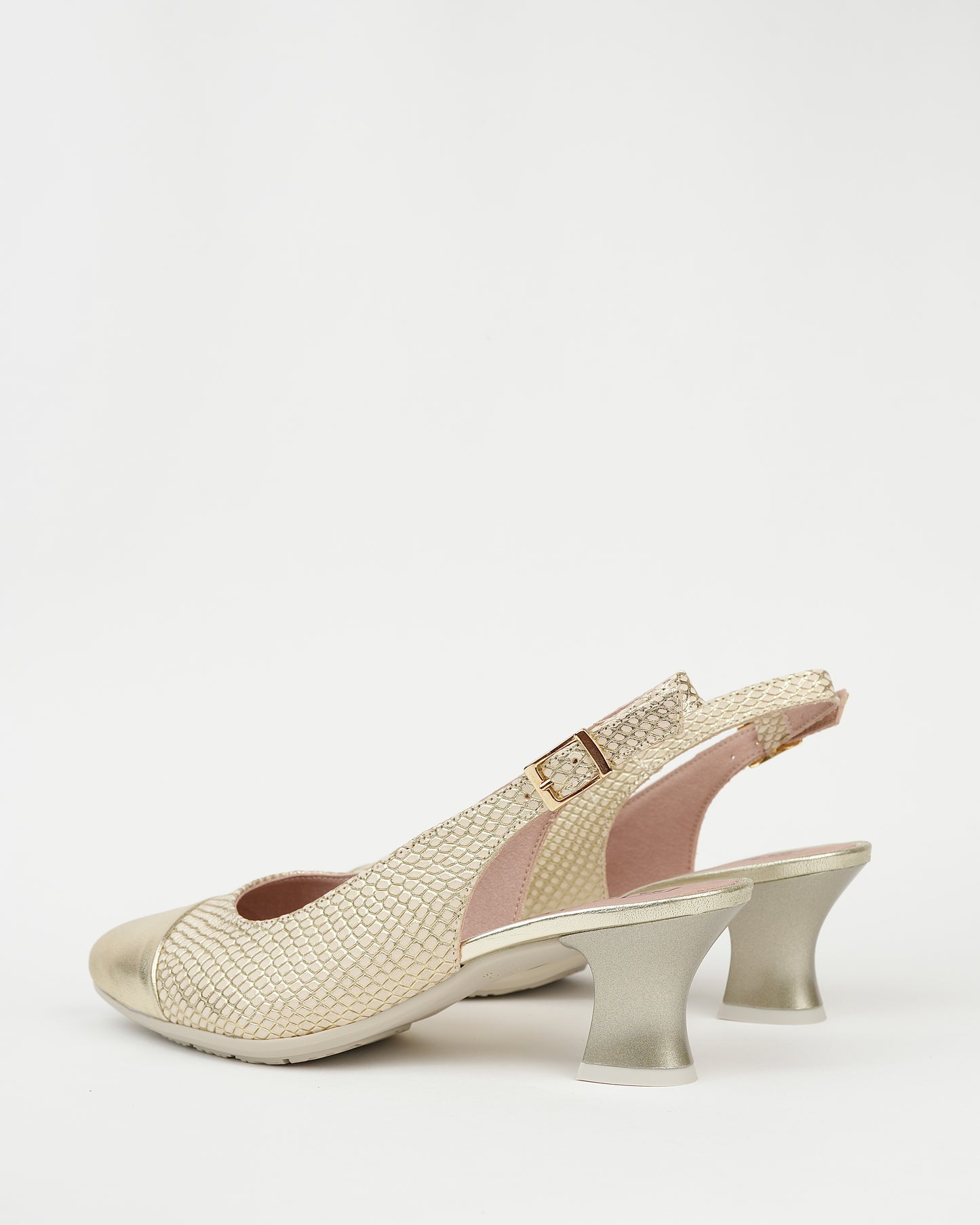 Pitillos spanish mid heel sandals for women in gold