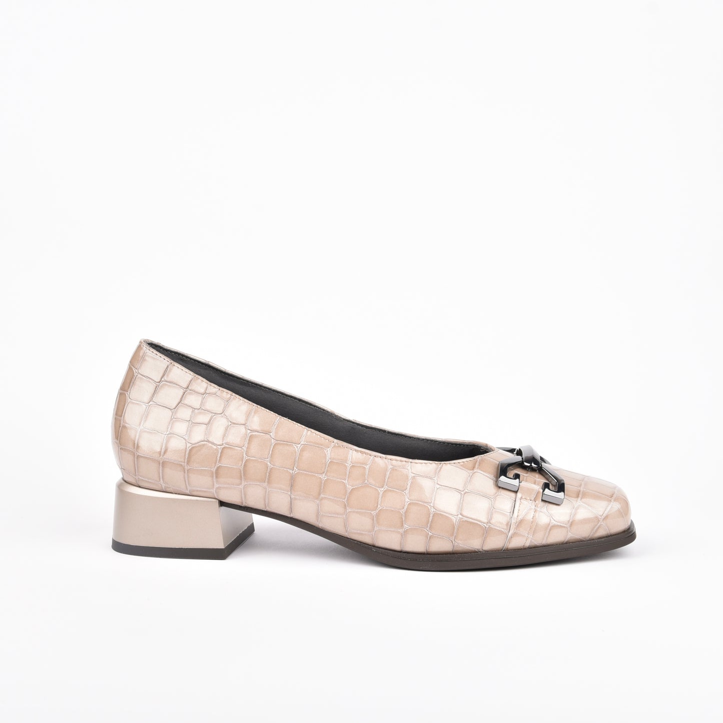 10113 Pitillos 100% Genuine Leather Spanish Mid Heel Shoes for women in Beige