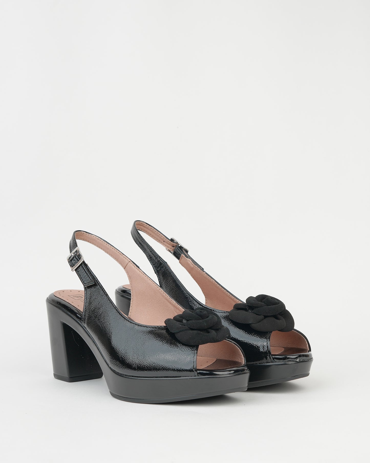 Pitillos spanish high heel sandals for women in shiny black
