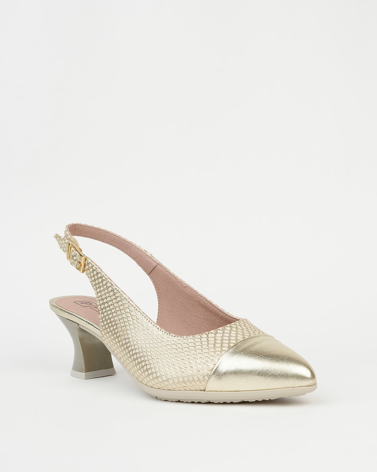 Pitillos spanish mid heel sandals for women in gold