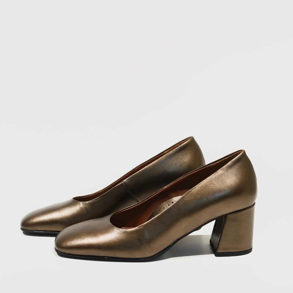 DFC Relax 100% Genuine Leather Greek Classic HighHeel Shoes in Bronze for women