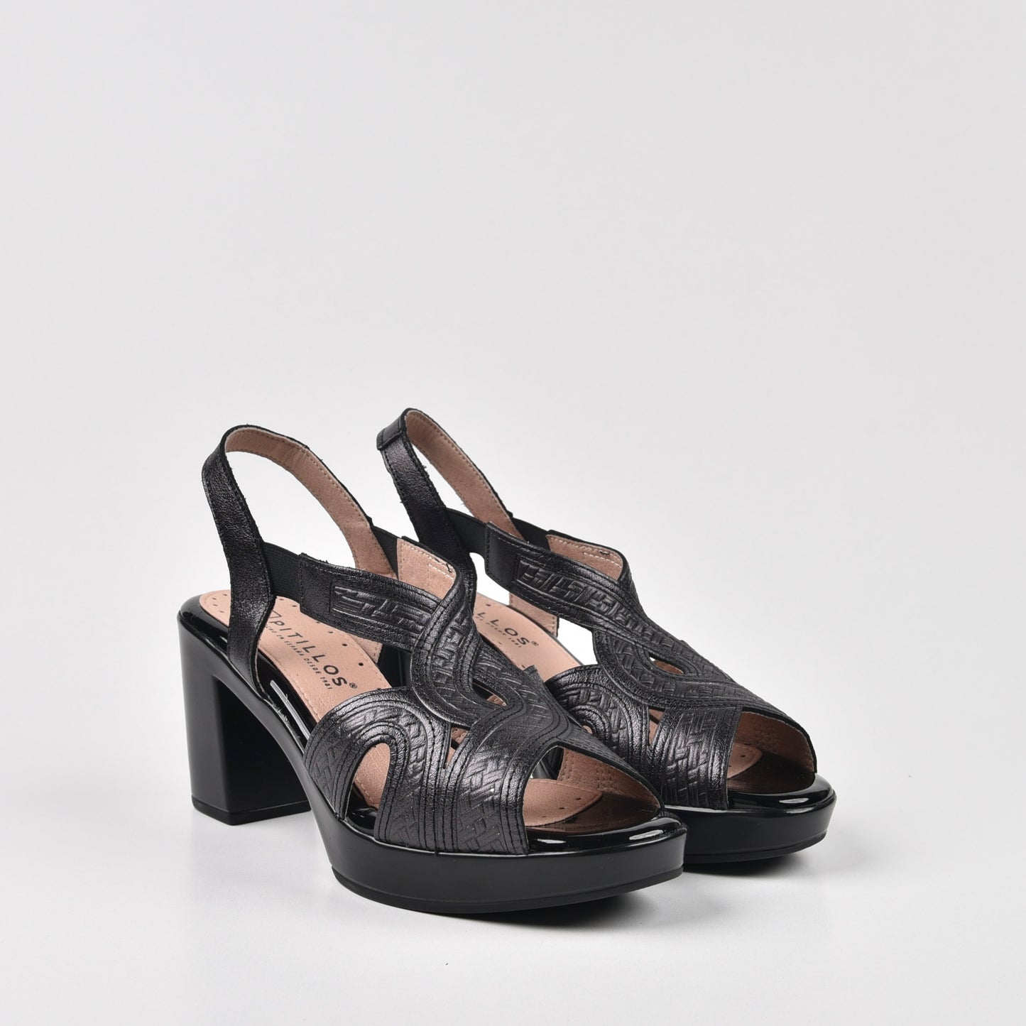 Pitillos Spanish Classic High Heel Sandals for Women in Black.