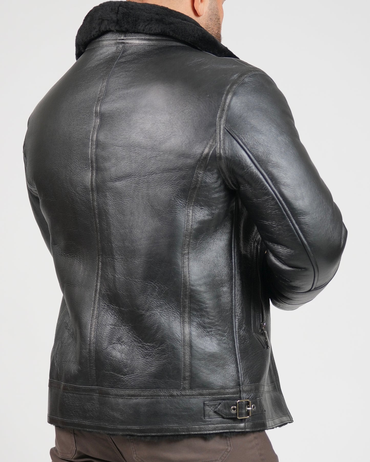 Shalapi Black Leather Jacket for men