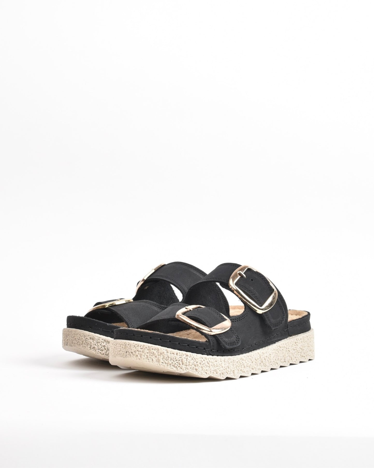 SHALAPI NAPOLI genuine leather slippers for women in Black