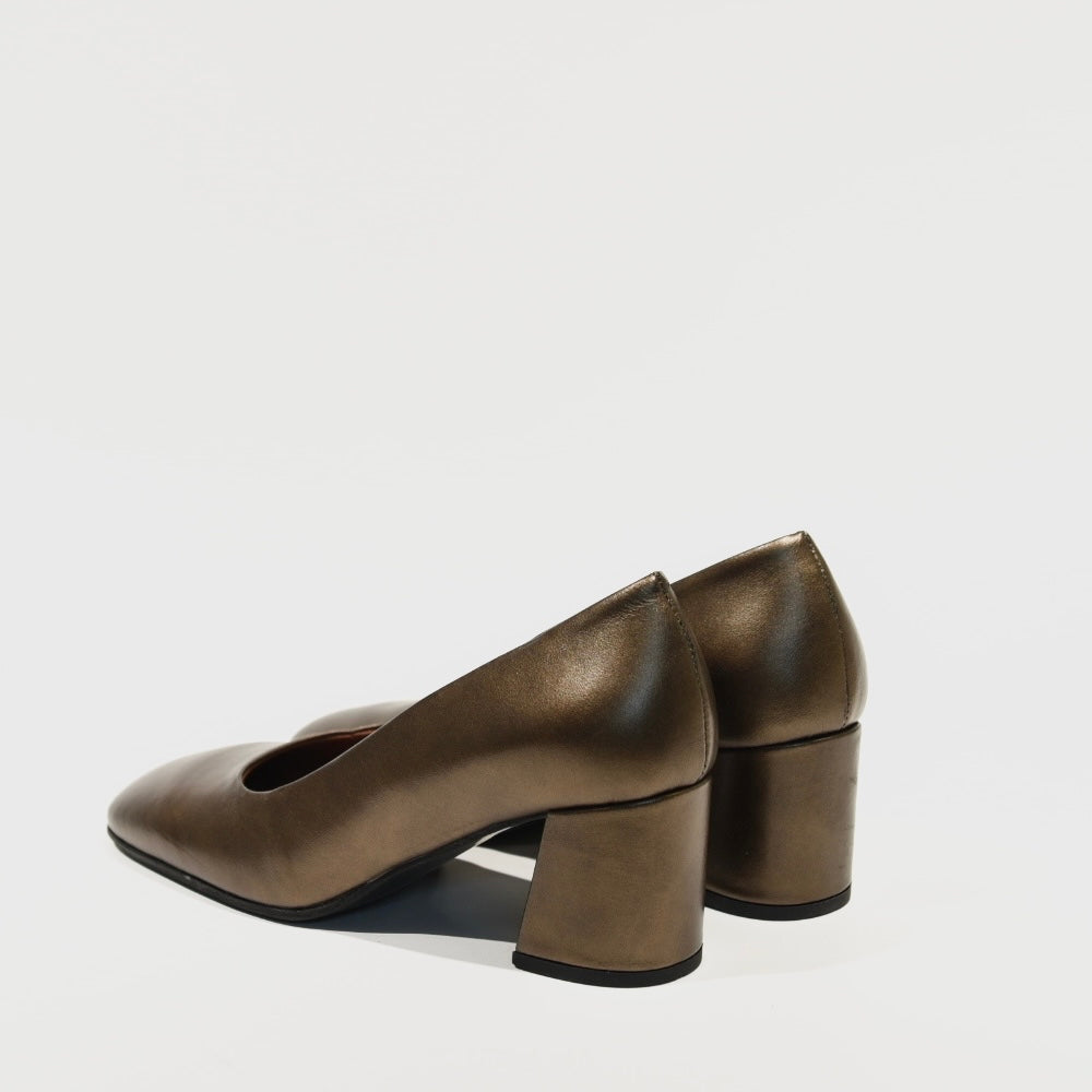 DFC Relax 100% Genuine Leather Greek Classic HighHeel Shoes in Bronze for women