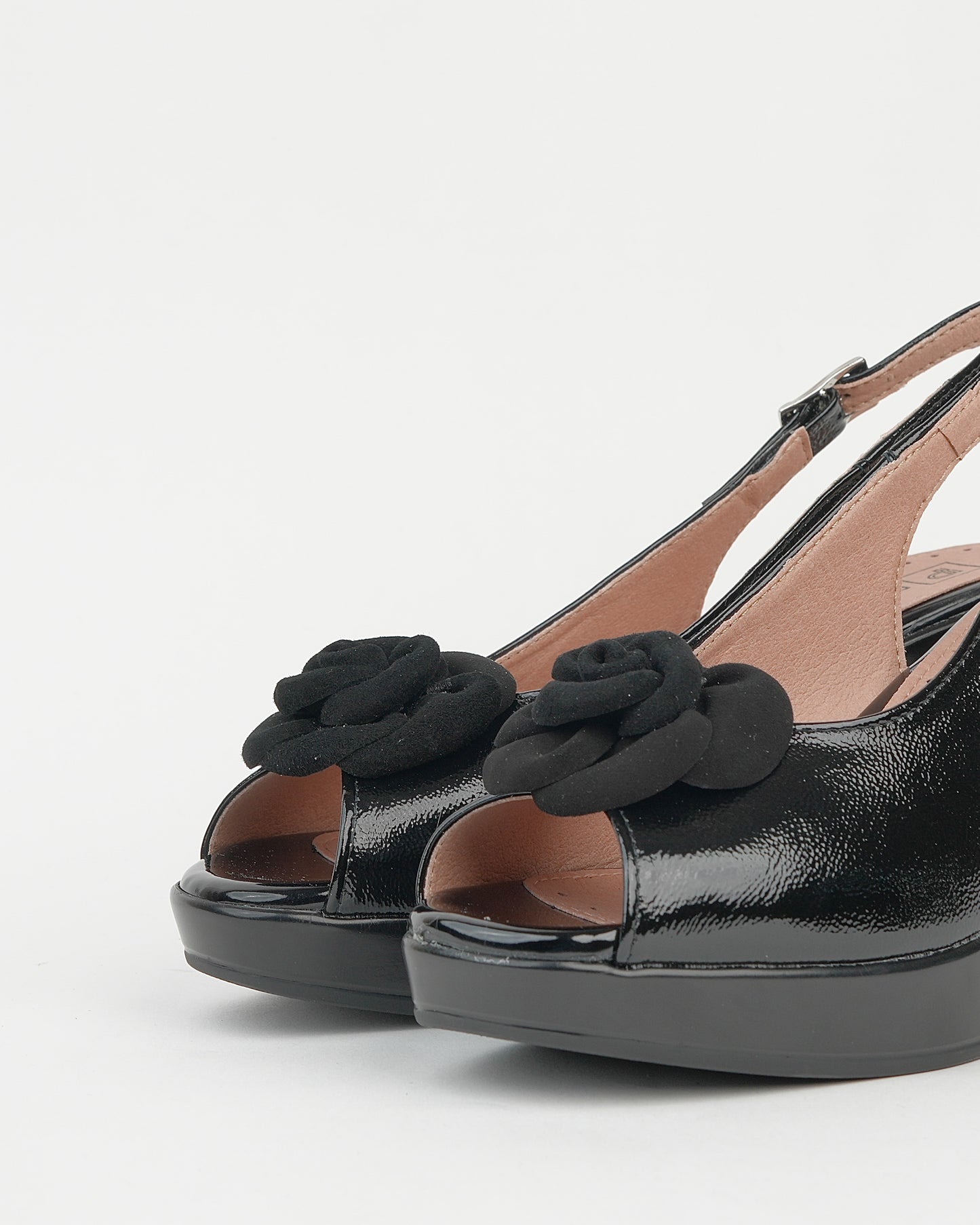 Pitillos spanish high heel sandals for women in shiny black