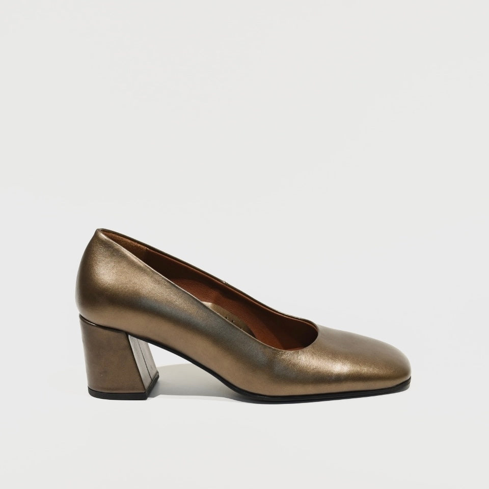 DFC Relax 100% Genuine Leather Greek Classic HighHeel Shoes in Bronze for women