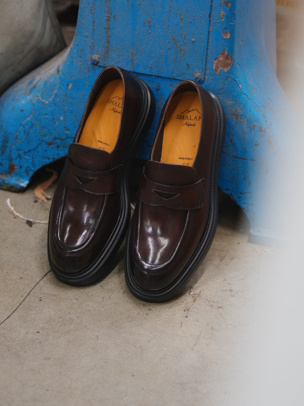 Shalapi Napoli loafers shoes for men in buffalo brown
