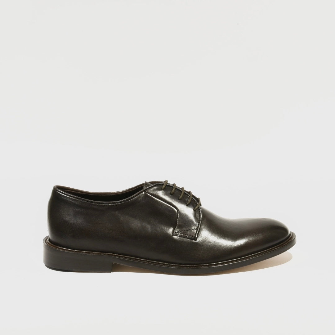 Shalapi Italian Leather Dress Shoes for Men in Dark Brwon