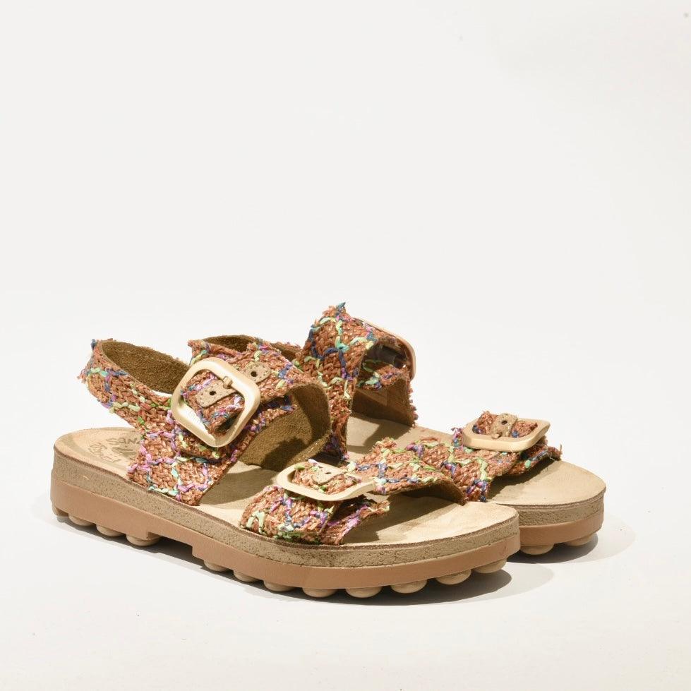 Fantasy sandals 100% Genuine Leather Greek Sandal for Women in Straw Camel Crocheted