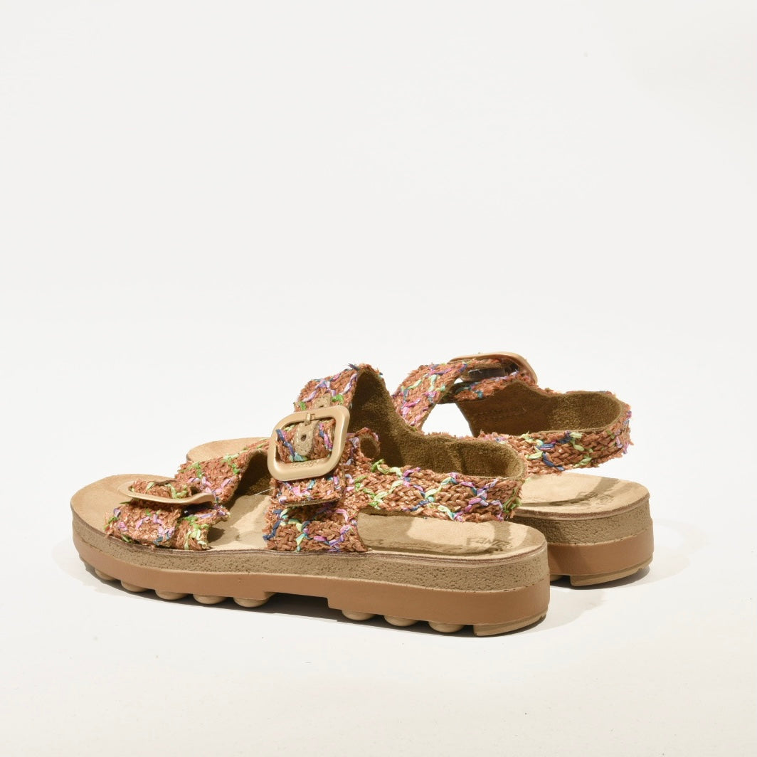 Fantasy sandals 100% Genuine Leather Greek Sandal for Women in Straw Camel Crocheted