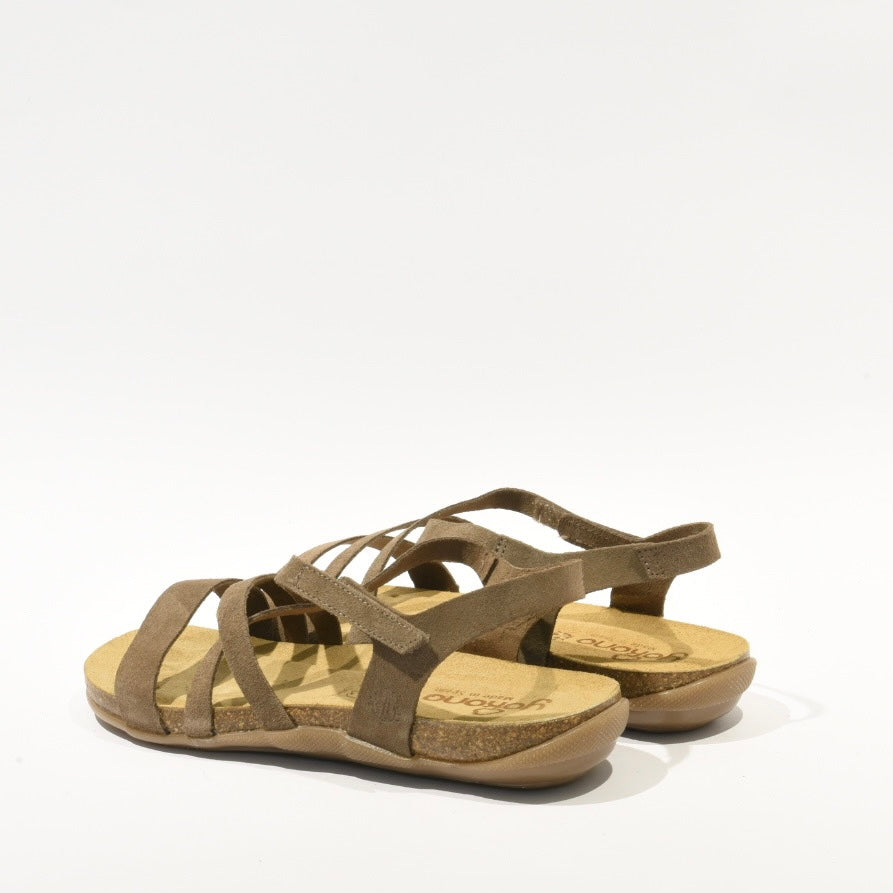 Spanish 100% Genuine Leather Sandal for Women in suede Camel