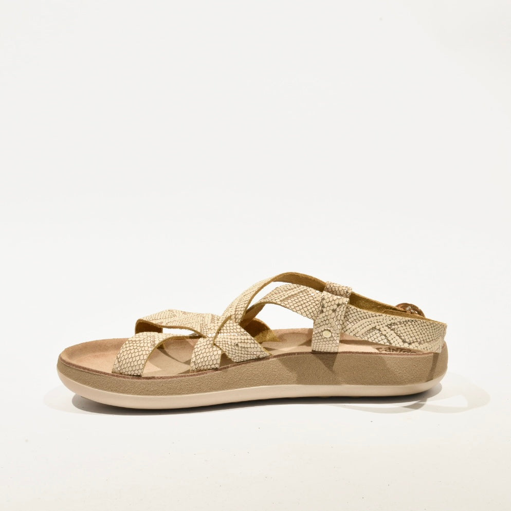 100% Genuine Leather Greek Sandal for Women in Beige