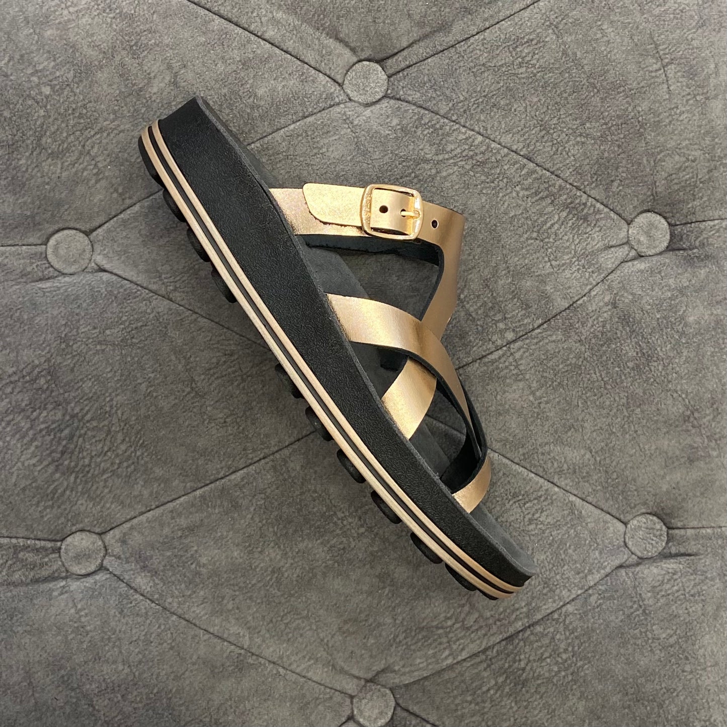 Fantasy sandals 100% Genuine Leather Greek Slipper for Women in gold
