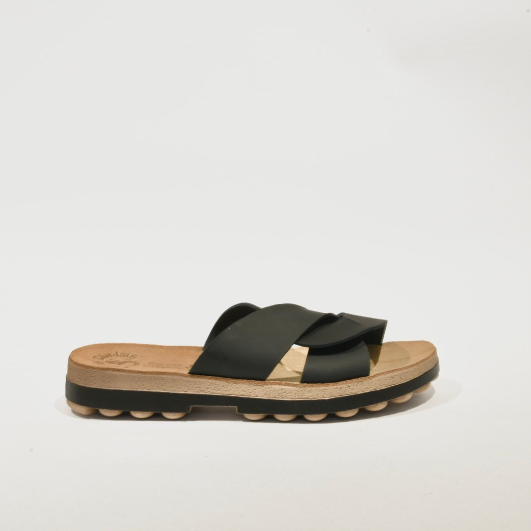 Fantasy sandals 100% Genuine Leather Greek Slipper for Women in Black