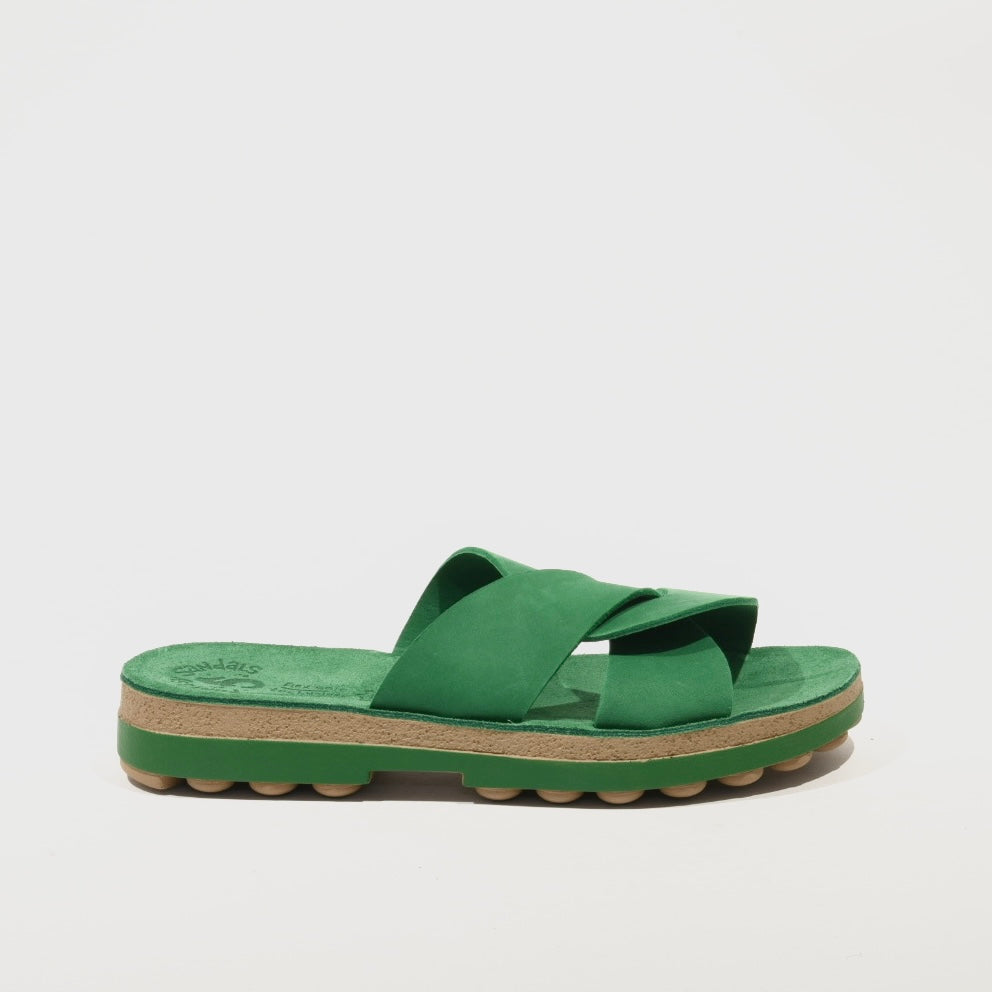 Fantasy sandals 100% Genuine Leather Greek Slipper for Women in Emerald Green