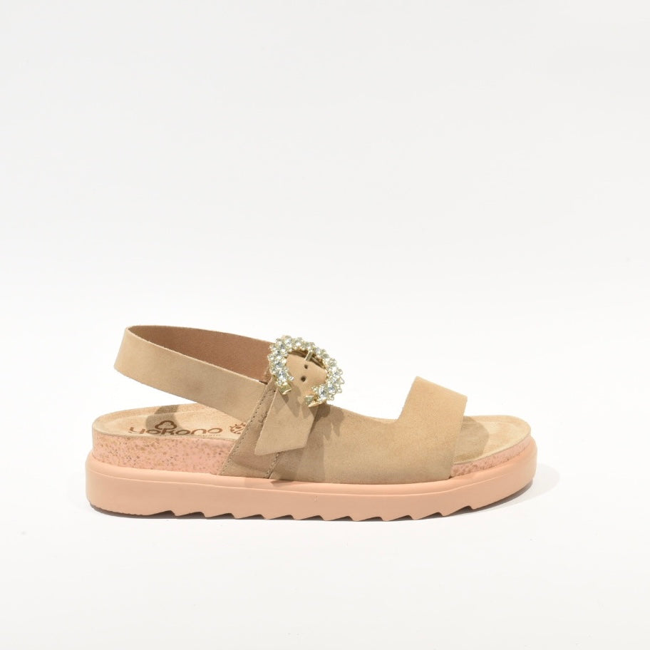 Spanish 100% Genuine Leather Sandal for Women in Soft Beige