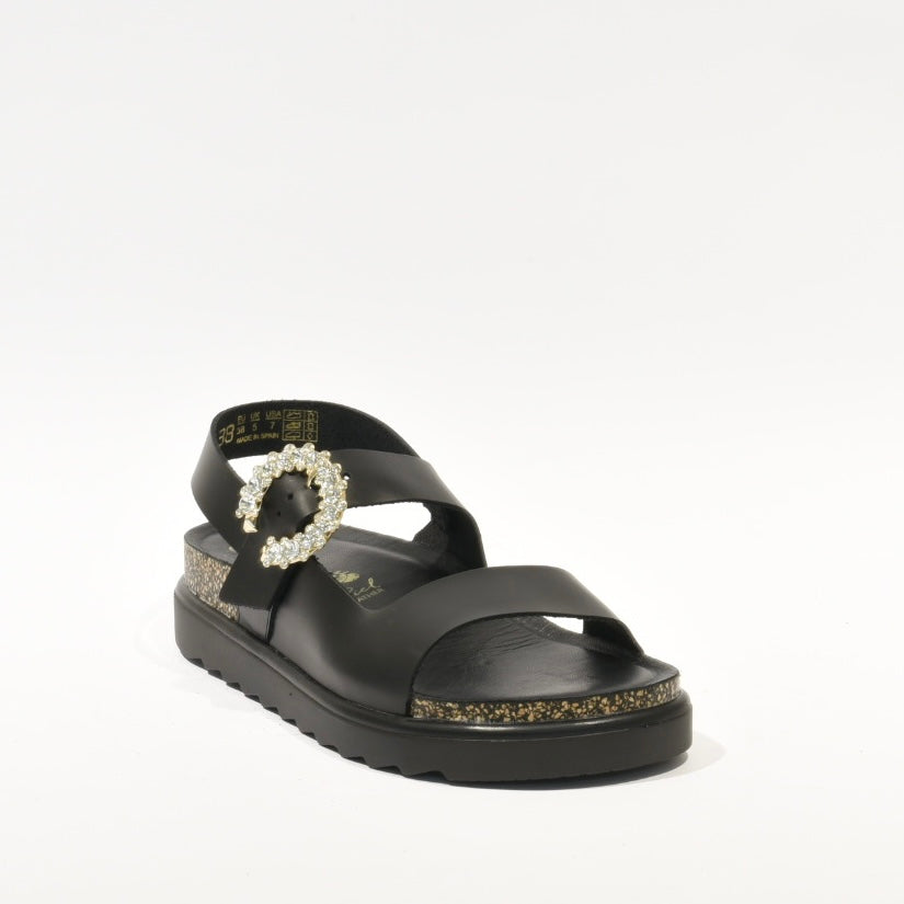 Spanish 100% Genuine Leather Sandal for Women in Black