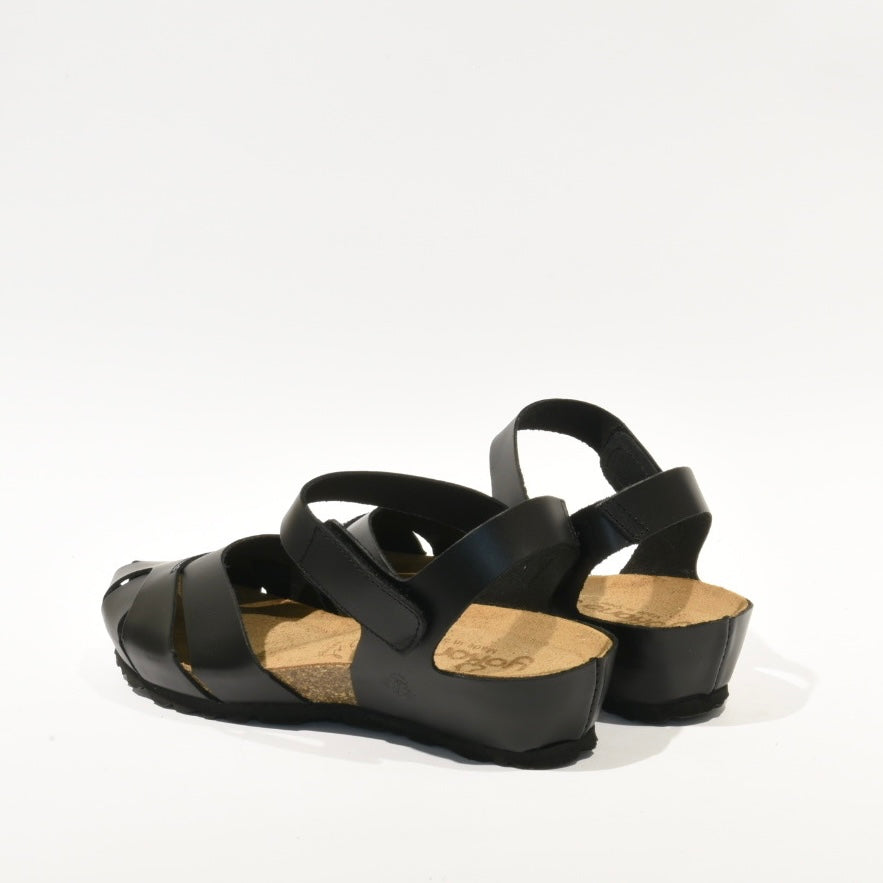 Spanish 100% Genuine Leather Sandal for Women in Soft Black